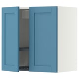 METOD Wall cabinet w dish drainer/2 doors, white/Lerhyttan blue, 60x60 cm