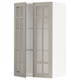 Open beige glass-door cabinet from ikea METOD series, featuring adjustable shelves and a modern, minimalist design.