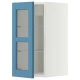 METOD Wall cabinet w shelves/glass door, white/Lerhyttan blue, 30x60 cm