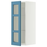 METOD Wall cabinet w shelves/glass door, white/Lerhyttan blue, 30x80 cm