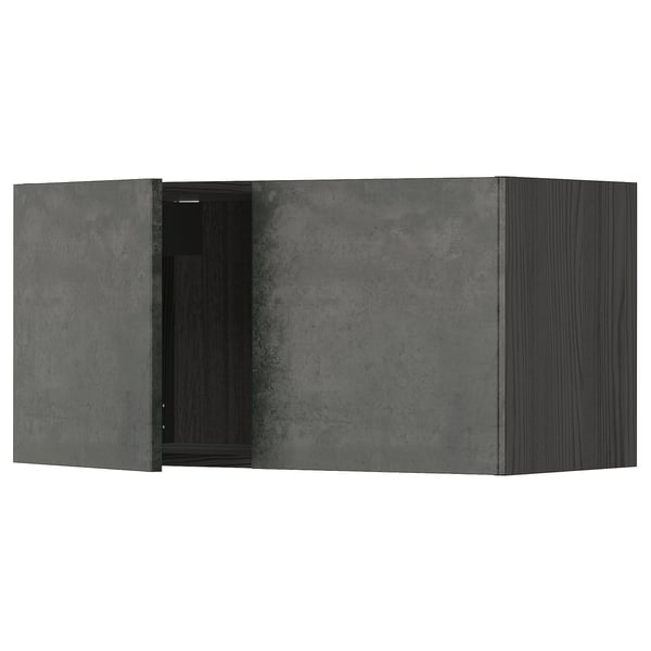 Dark grey concrete effect kitchen cabinet, rectangular, modern minimalist design.