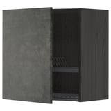 Dark grey METOD kitchen cabinet with shelves and dish drainer.