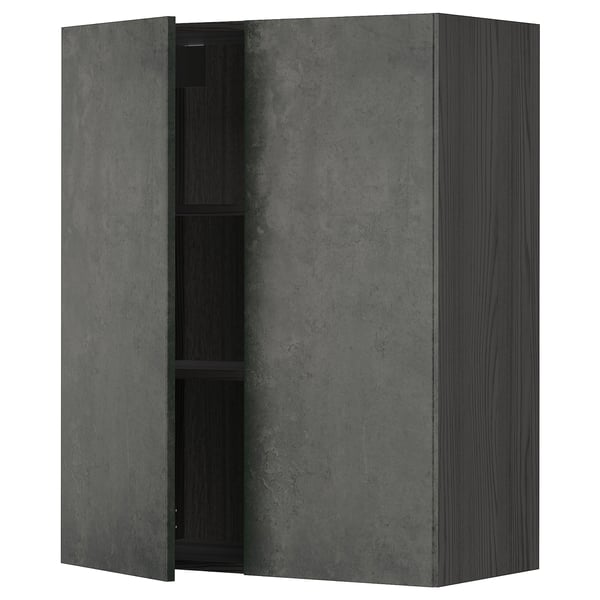Dark grey kitchen cabinet, METOD, concrete effect, rectangular, 2 doors, 1 adjustable shelf.