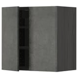 METOD kitchen cabinet in dark grey with shelves.