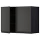 Modern black kitchen wall unit with two doors and single shelf, sleek design.