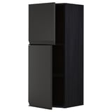 Modern black kitchen cabinet with sleek design and minimalist handles.