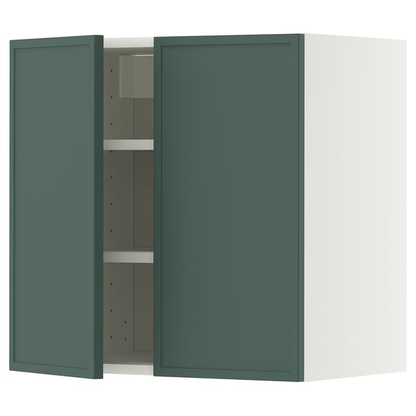 METOD Wall cabinet with shelves/2 doors, white/Aspudden dark grey-green, 60x60 cm