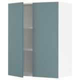 Turquoise METOD wall cabinet with doors & shelves.
