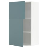 Turquoise METOD cabinet, modern design, two shelves, adjustable, sleek look.
