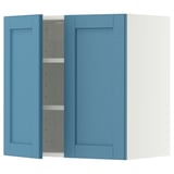 METOD Wall cabinet with shelves/2 doors, white/Lerhyttan blue, 60x60 cm