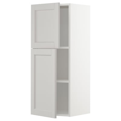 White METOD wall cabinet, traditional style, adjustable shelf, durable birch frame.