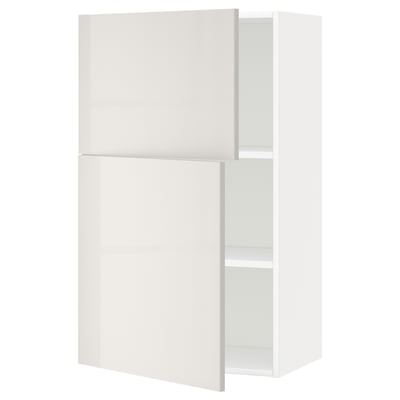 Ikea METOD cabinet, gloss white, adjustable shelf, double doors left.