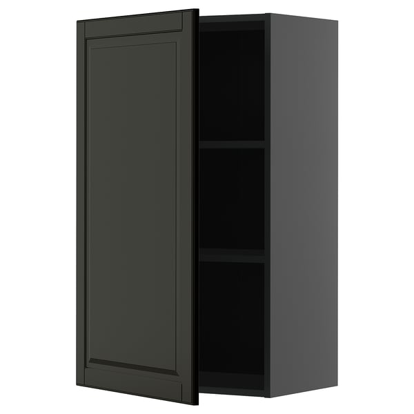 METOD wall cabinet in dark gray with one adjustable shelf, modern design.