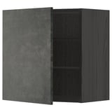 METOD kitchen cabinet with dark grey concrete door, square shape, two shelves, modern design.
