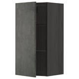 METOD cabinet: dark grey, rectangular with wooden texture and concrete door, wall-mounted, sleek design.