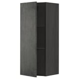 Modern black METOD kitchen cabinet with dark grey concrete effect door, square shape, and minimalist design.