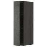 Dark grey kitchen cabinet, rectangular, modern design with wooden texture.