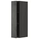 Dark grey kitchen cabinet, rectangular, modern design with wooden texture.