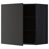 Modern black kitchen wall cabinet with one adjustable shelf.