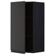 Black modern kitchen cabinet with no handles, one shelf, square shape.