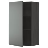 A dark grey METOD kitchen wall cabinet with a single door and two inner shelves, designed for modern kitchens.