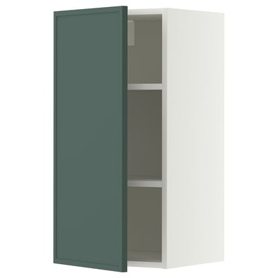 METOD Wall cabinet with shelves, white/Aspudden dark grey-green, 40x80 cm