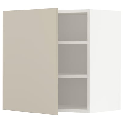 METOD kitchen unit with beige door, wall-mounted, 3 shelves, square.
