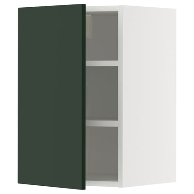 METOD kitchen cabinet, green, with 2 shelves, adjustable, right or left pivot, modern design.