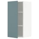 Tall turquoise cabinet, modern smooth design, three adjustable shelves.