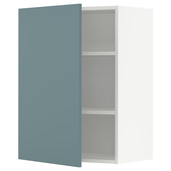 Turquoise METOD kitchen cabinet with adjustable shelves, modern design, fiberboard and acrylic paint.
