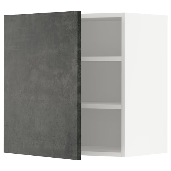 METOD kitchen cabinet. Grey, square, open with 2 shelves.