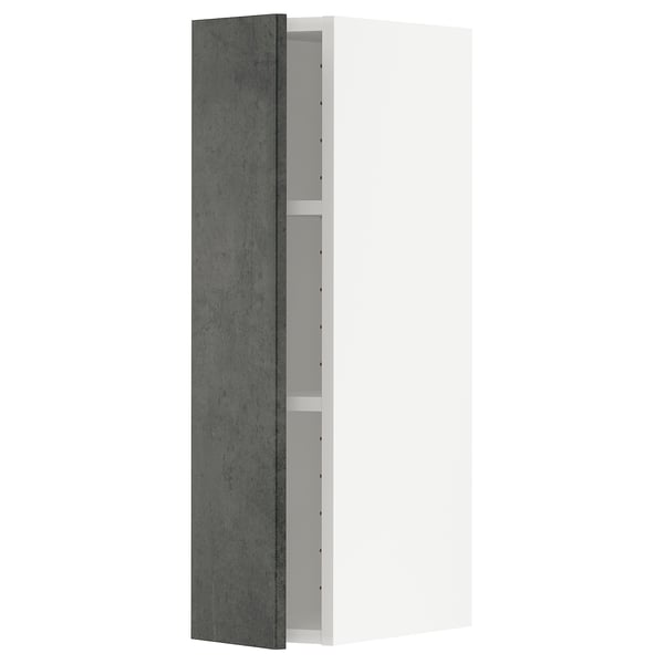 METOD wall cabinet, dark grey, white interior, rectangular, modern kitchen unit.