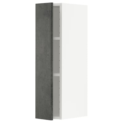 METOD wall cabinet, dark grey, white interior, rectangular, modern kitchen unit.