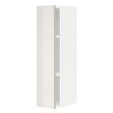 A tall, grey high-gloss white cabinet from the METOD kitchen system. It a sleek, modern design with a single door and clean lines.