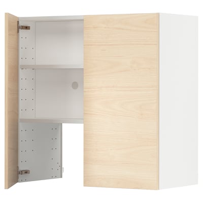 METOD kitchen cabinet with light ash door, adjustable shelves, and hinged doors.