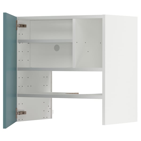 METOD wall cabinet in turquoise with adjustable shelf, nickel hinges.