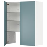Modern turquoise METOD kitchen cabinet with adjustable shelves. Small, sleek, and stylish for compact spaces.