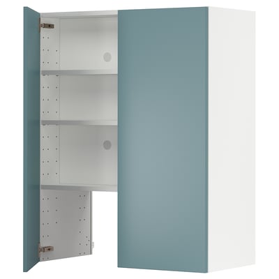 Modern turquoise METOD kitchen cabinet with adjustable shelves. Small, sleek, and stylish for compact spaces.