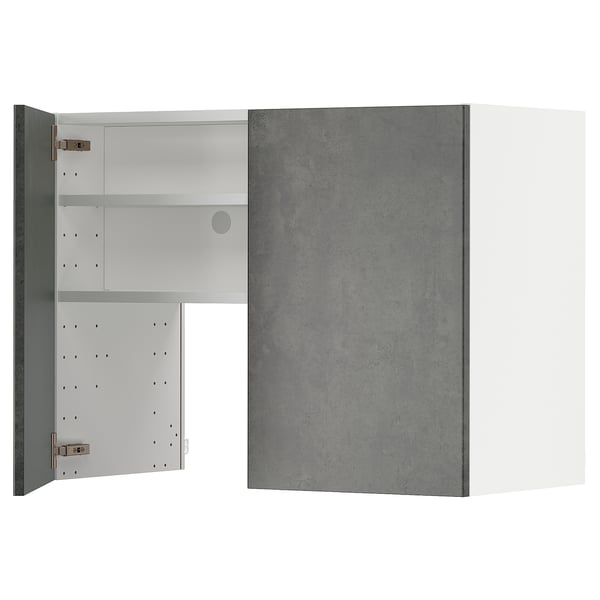 A grey modern kitchen cabinet from METOD with two shelves.