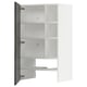 METOD kitchen cabinet in grey with adjustable shelves, large mirror doors, minimalist design.