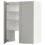 White METOD kitchen cabinet with light grey lerhyttan doors, bevelled edges.