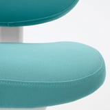 Teal MICKE desk chair with padded seat and metal base, highlighting comfort and quality.