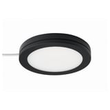 MITTLED black circular led light, sleek design, emits soft white glow, energy-efficient.