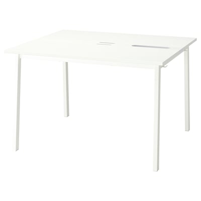 MITTZON conference table. White square top, four white legs. Simple, modern design.