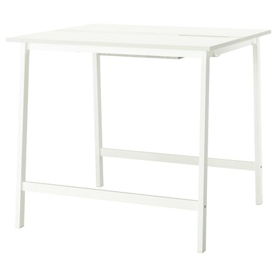 MITTZON: white conference table. Modern design, standing/sitting use, includes footrest and cable management.