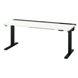 MITTZON: white sit/stand desk, dual motors, sturdy black frame, ergonomic design.