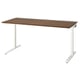 MITTZON desk, rectangular, walnut top, white legs, height-adjustable, sleek minimalist design.