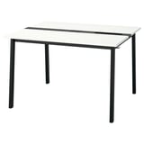 This image shows a MITTZON table; white top, black legs, rectangular shape.