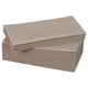Stack of beige, rectangular paper napkins, neatly folded.