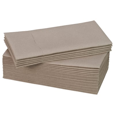 Stack of beige, rectangular paper napkins, neatly folded.